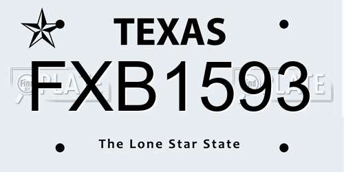 FXB1593 Texas License Plate