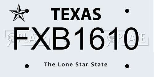 FXB1610 Texas License Plate