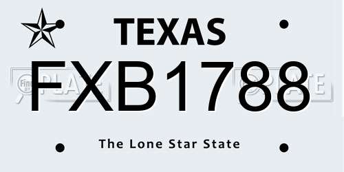 FXB1788 Texas License Plate