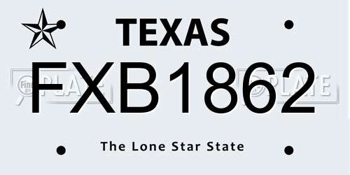 FXB1862 Texas License Plate