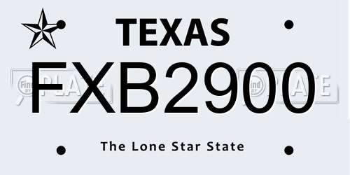 FXB2900 Texas License Plate