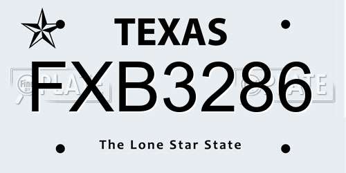FXB3286 Texas License Plate