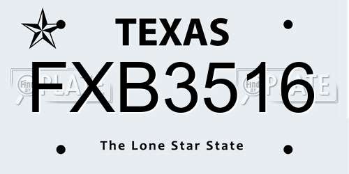 FXB3516 Texas License Plate