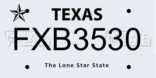 FXB3530 Texas License Plate