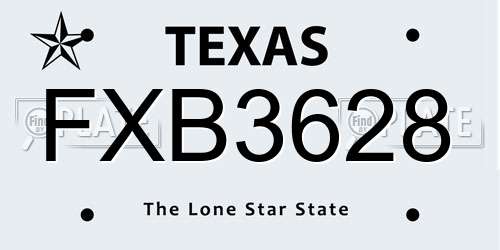 FXB3628 Texas License Plate