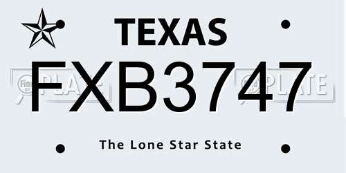 FXB3747 Texas License Plate