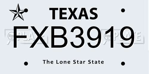 FXB3919 Texas License Plate
