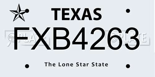 FXB4263 Texas License Plate