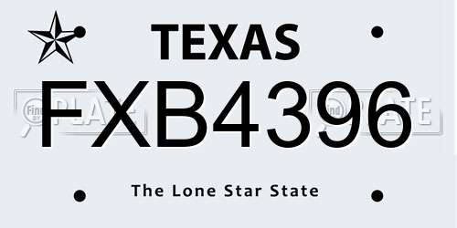FXB4396 Texas License Plate