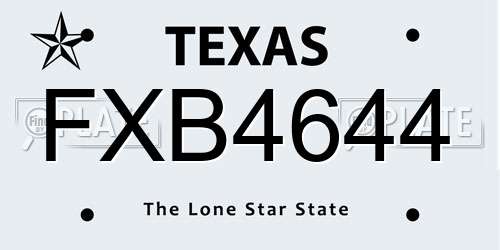 FXB4644 Texas License Plate