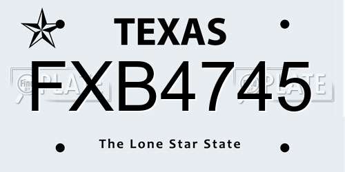 FXB4745 Texas License Plate