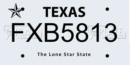 FXB5813 Texas License Plate