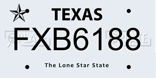 FXB6188 Texas License Plate