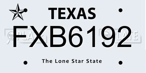 FXB6192 Texas License Plate