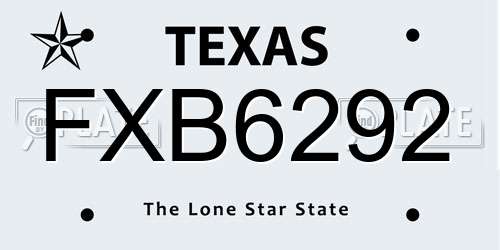 FXB6292 Texas License Plate