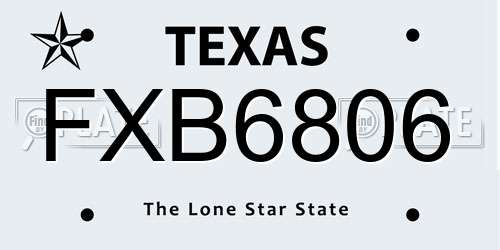FXB6806 Texas License Plate