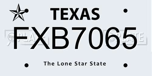 FXB7065 Texas License Plate