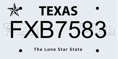 FXB7583 Texas License Plate