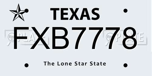 FXB7778 Texas License Plate