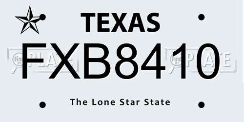 FXB8410 Texas License Plate