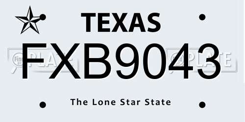 FXB9043 Texas License Plate