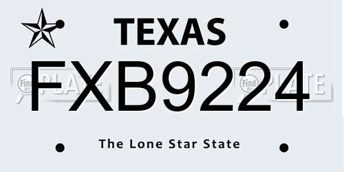 FXB9224 Texas License Plate