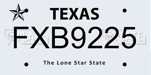 FXB9225 Texas License Plate