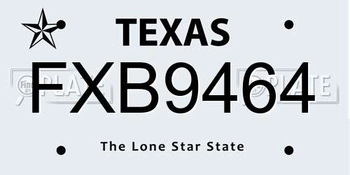 FXB9464 Texas License Plate