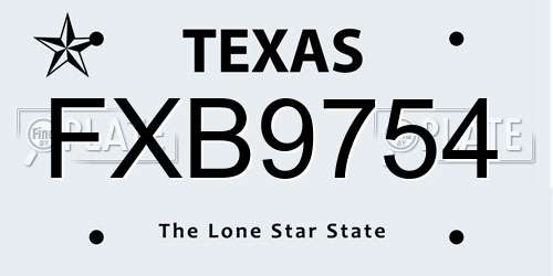 FXB9754 Texas License Plate