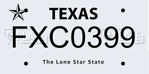 FXC0399 Texas License Plate