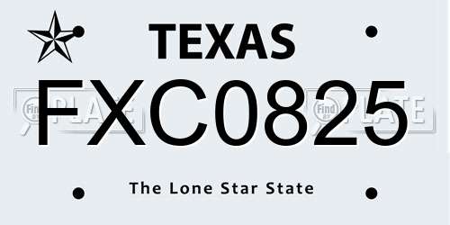 FXC0825 Texas License Plate