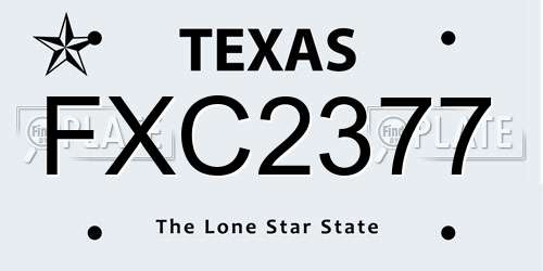 FXC2377 Texas License Plate