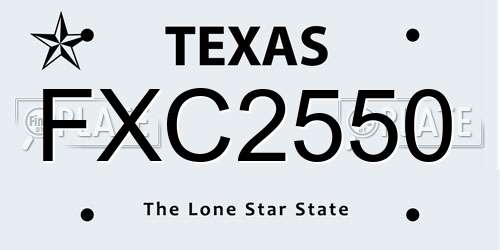 FXC2550 Texas License Plate