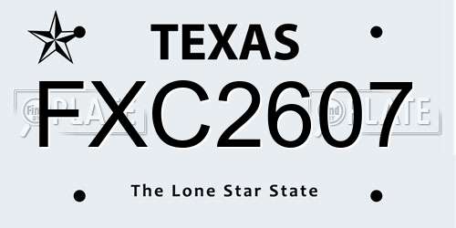 FXC2607 Texas License Plate