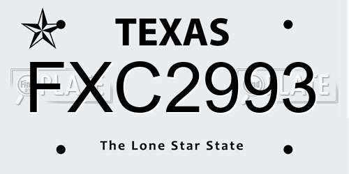 FXC2993 Texas License Plate
