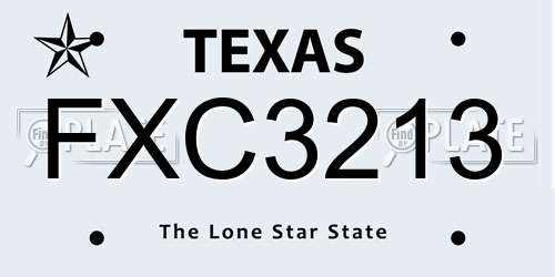 FXC3213 Texas License Plate