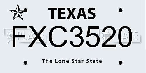 FXC3520 Texas License Plate