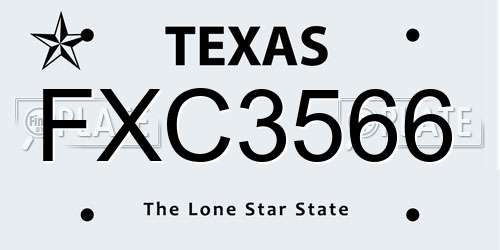 FXC3566 Texas License Plate