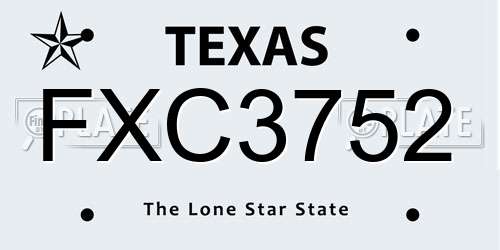FXC3752 Texas License Plate