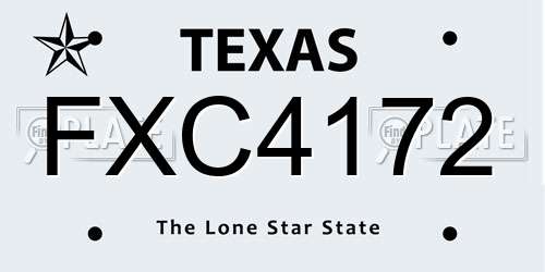 FXC4172 Texas License Plate