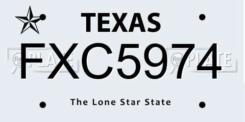 FXC5974 Texas License Plate