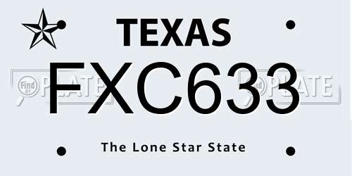 FXC633 Texas License Plate