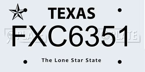 FXC6351 Texas License Plate