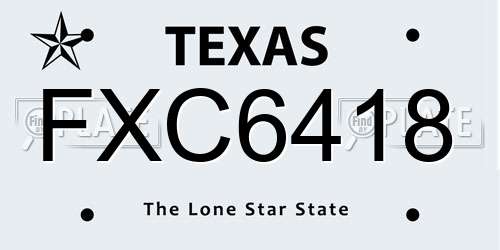 FXC6418 Texas License Plate