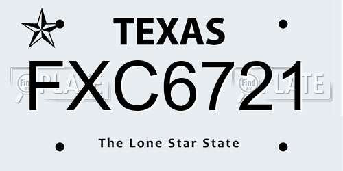 FXC6721 Texas License Plate