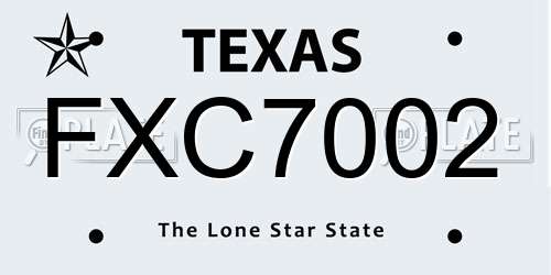 FXC7002 Texas License Plate