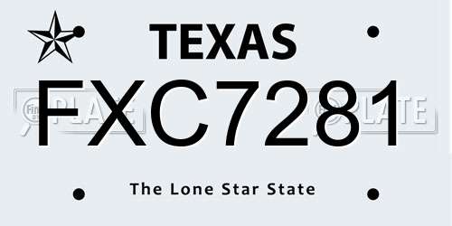 FXC7281 Texas License Plate