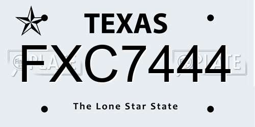 FXC7444 Texas License Plate