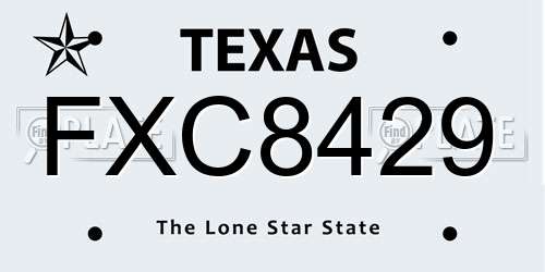 FXC8429 Texas License Plate