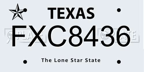FXC8436 Texas License Plate